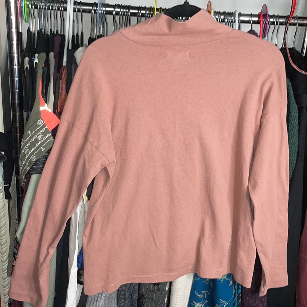 Madewell Button-Sleeve Turtleneck Top mauve size XSmall - Picture 3 of 4